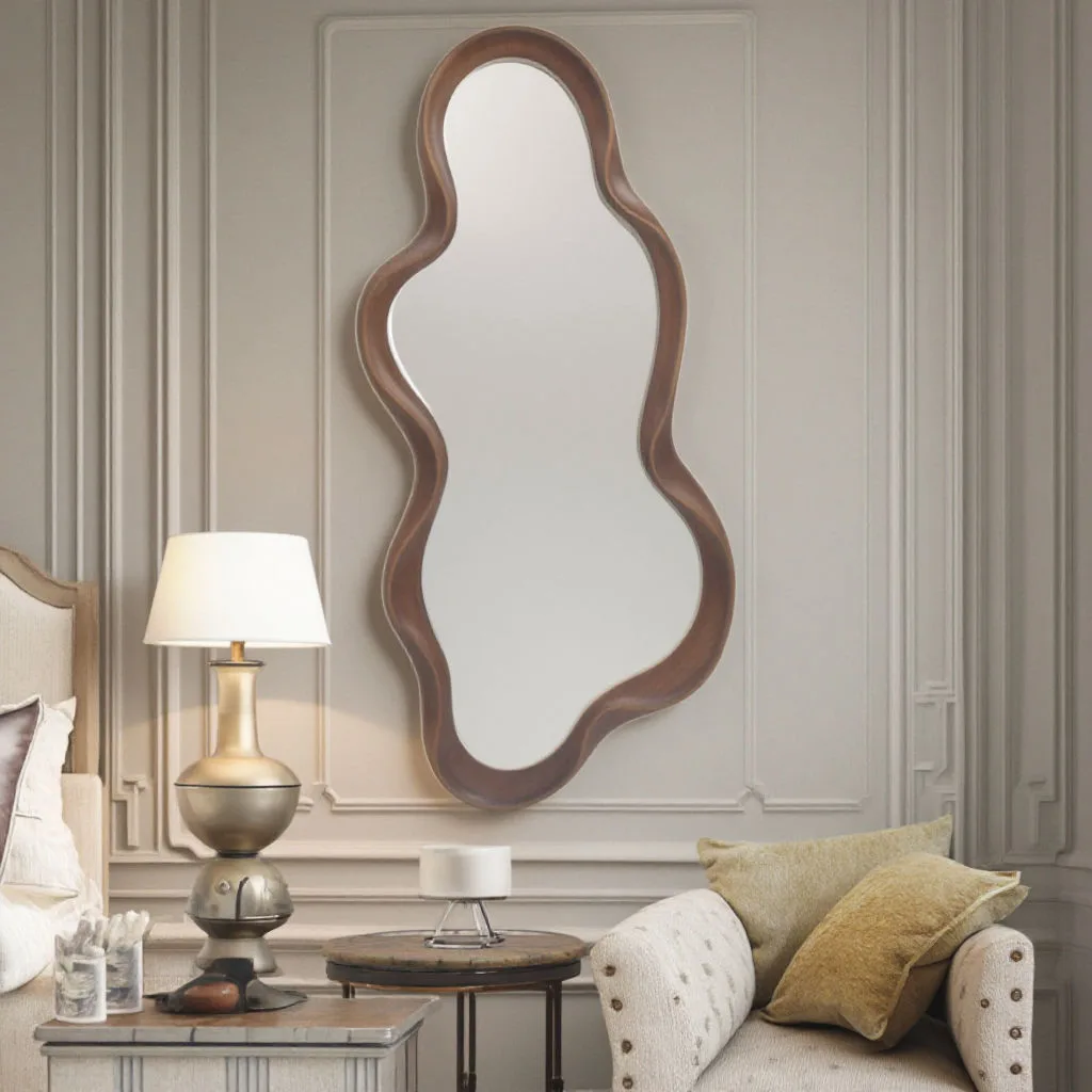 Irregular Cloud-Shaped Wood Wall Mirror gallery image 1