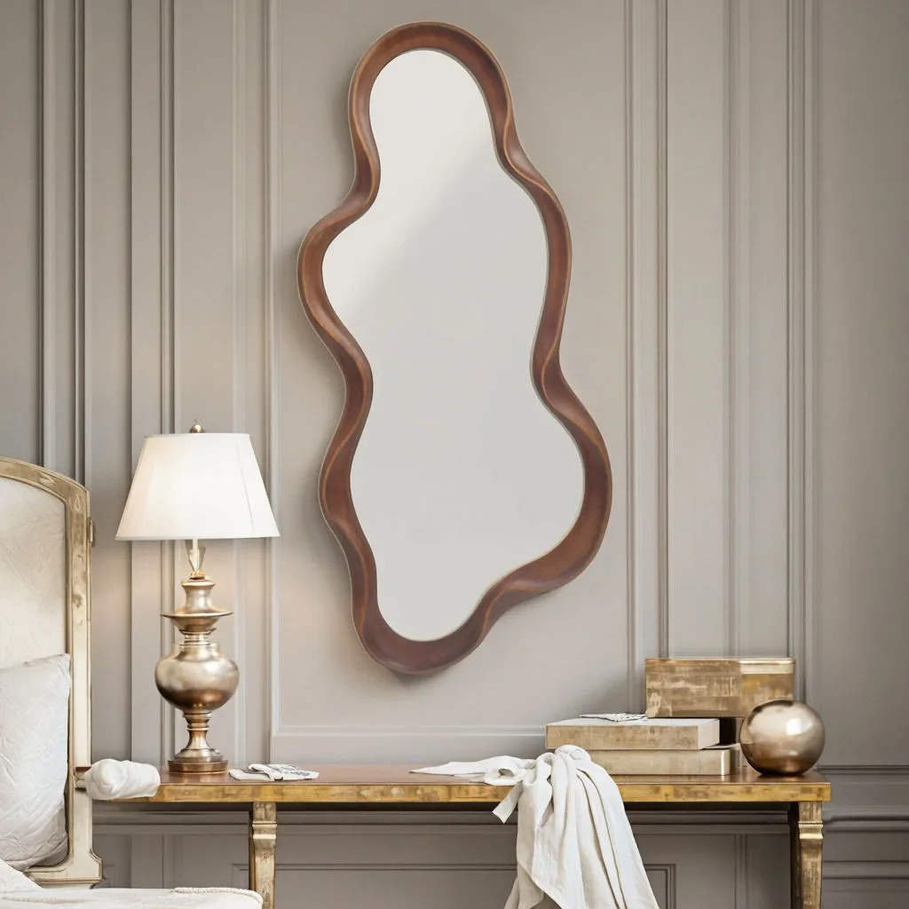 Irregular Cloud-Shaped Wood Wall Mirror gallery image 2