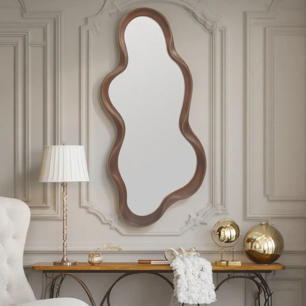 Irregular Cloud-Shaped Wood Wall Mirror gallery image 3