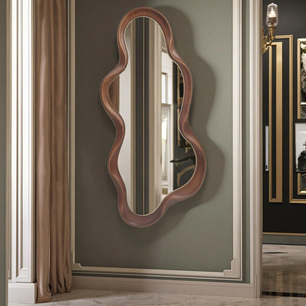 Irregular Cloud-Shaped Wood Wall Mirror gallery image 4