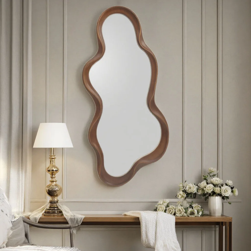 Irregular Cloud-Shaped Wood Wall Mirror gallery image 5