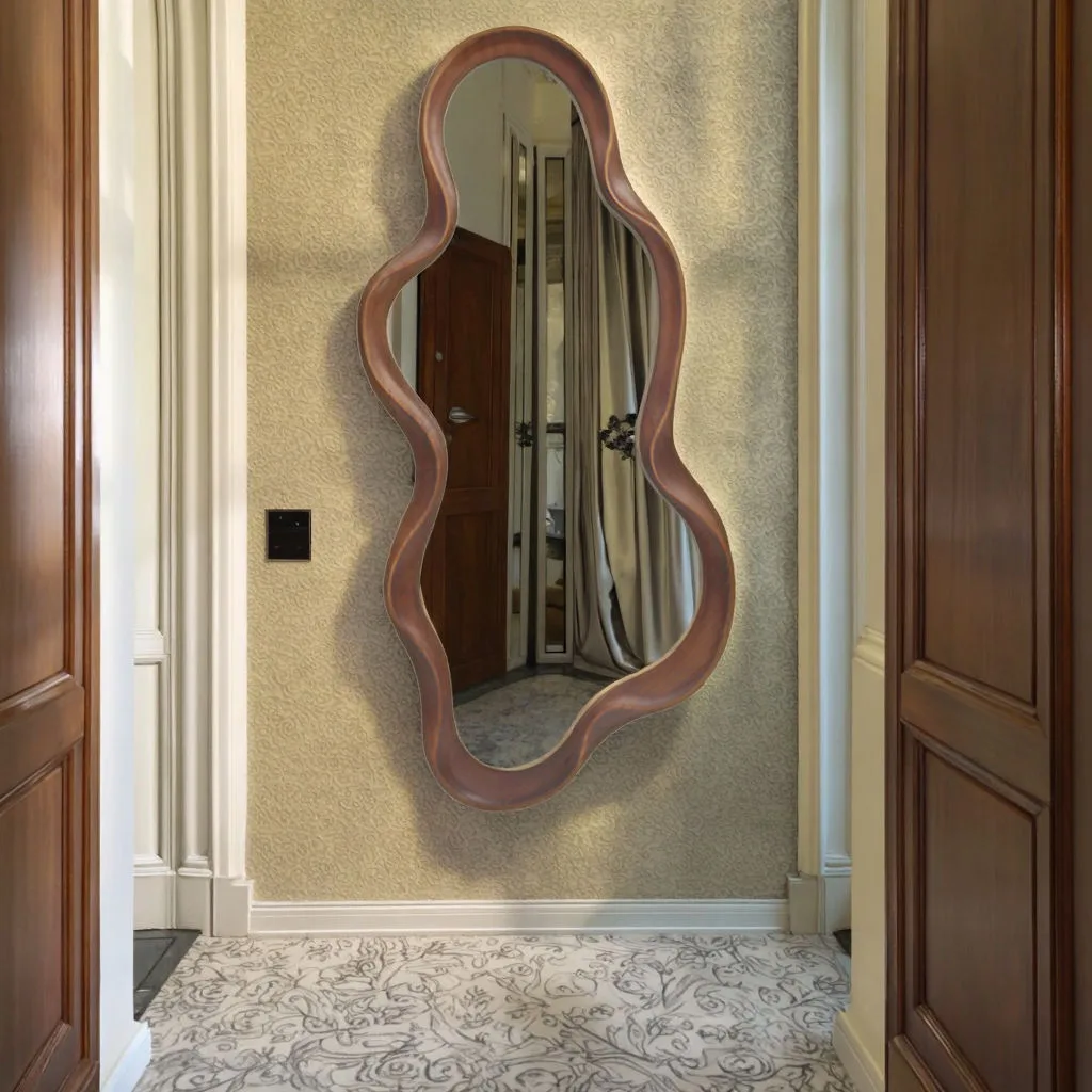 Irregular Cloud-Shaped Wood Wall Mirror gallery image 6