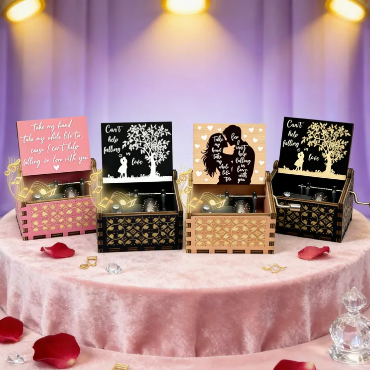 Engraved Wooden Music Box (30s Tune) product view 4