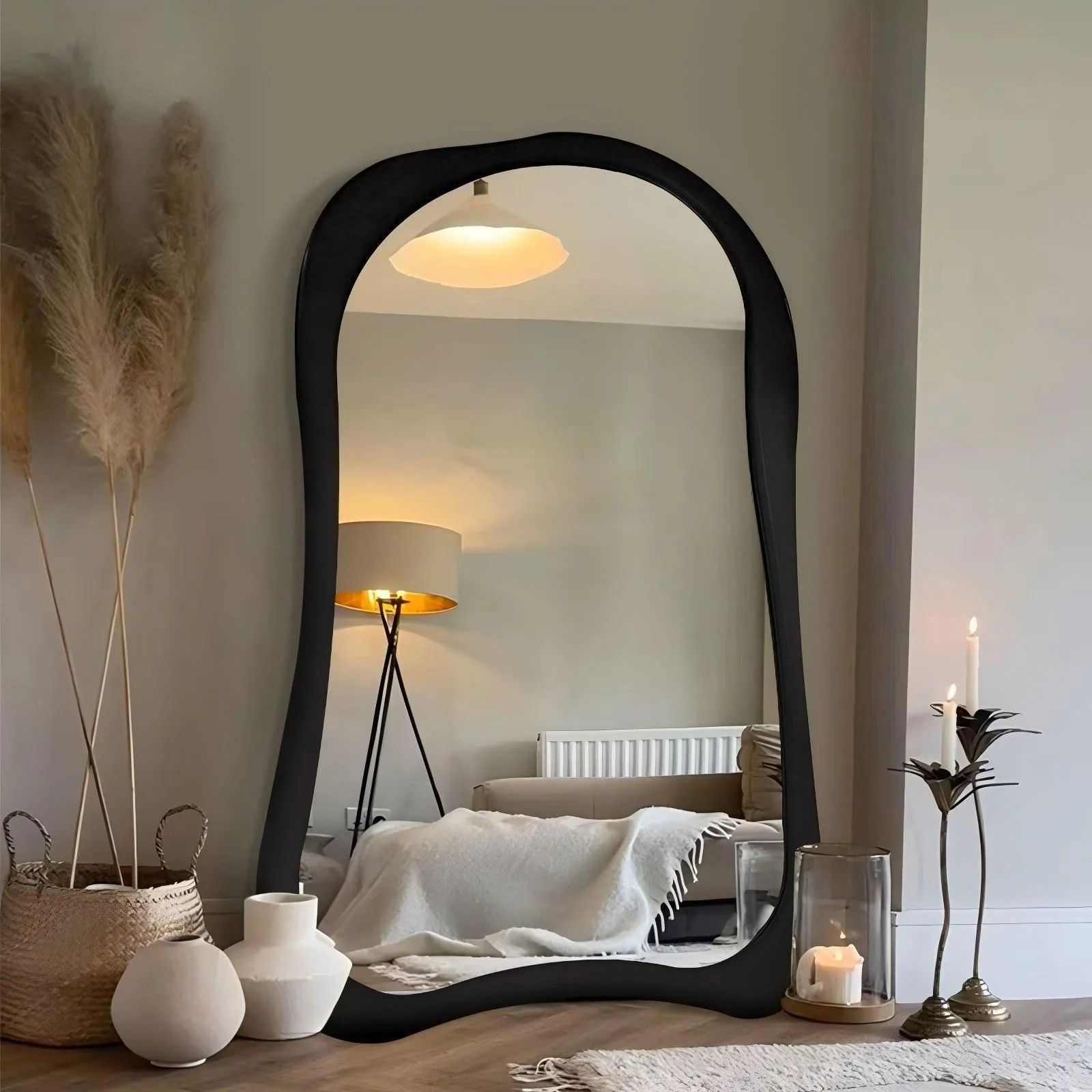 French Wavy Wood-Frame Vanity Mirror for wholesale and private label