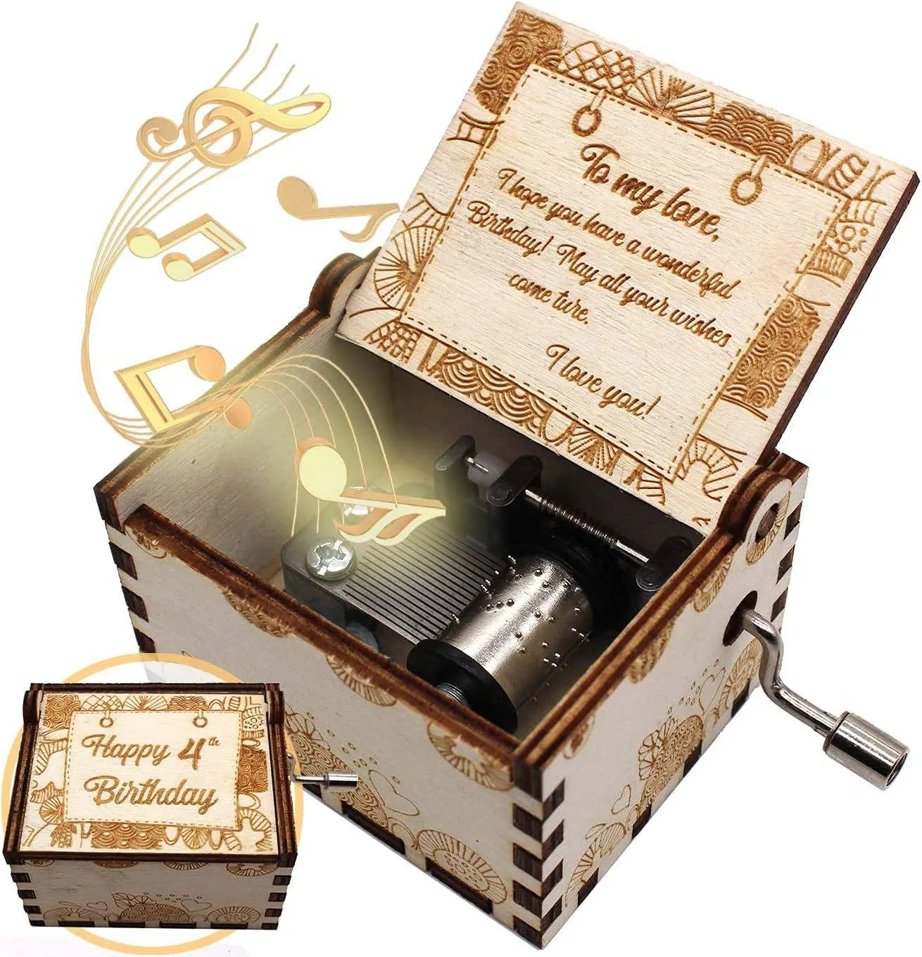 Custom Laser-Engraved Wooden Music Box gallery image 1
