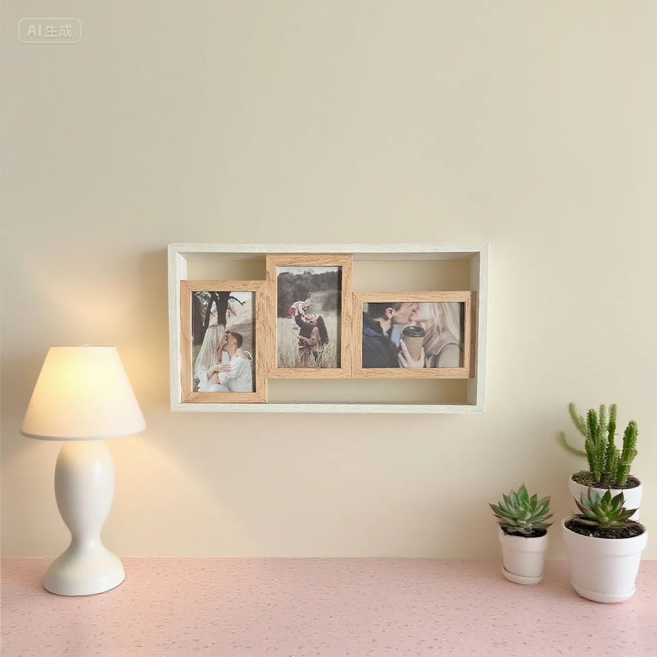 Wooden 3-Opening Collage Photo Frame gallery image 1