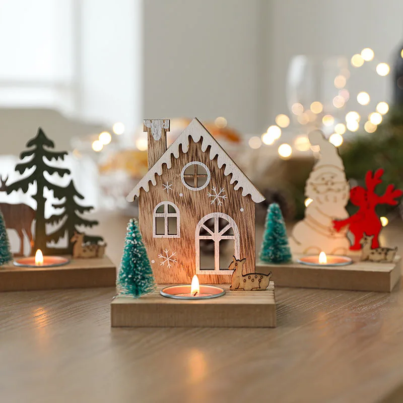 Wooden House Christmas Candle Holder gallery image 1