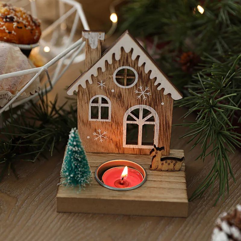 Wooden House Christmas Candle Holder gallery image 3