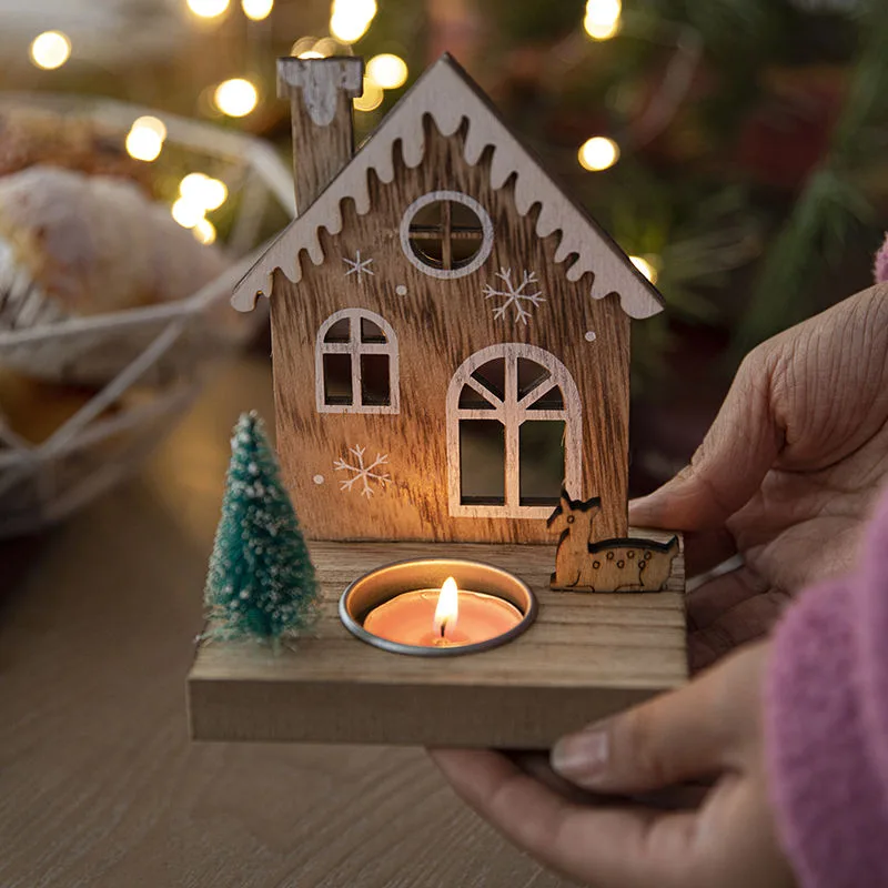 Wooden House Christmas Candle Holder gallery image 4