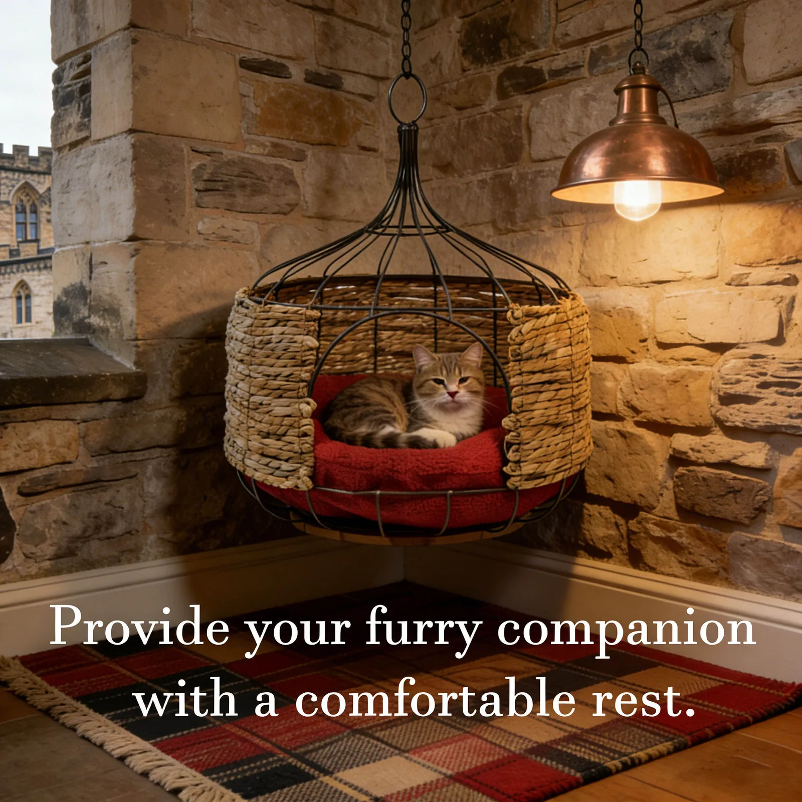 Bohemian Hanging Woven Cat Bed gallery image 3
