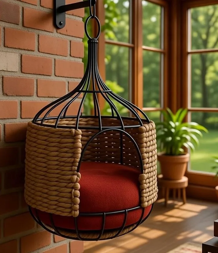 Bohemian Hanging Woven Cat Bed gallery image 4