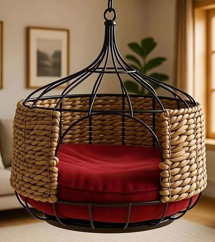 Bohemian Hanging Woven Cat Bed gallery image 5