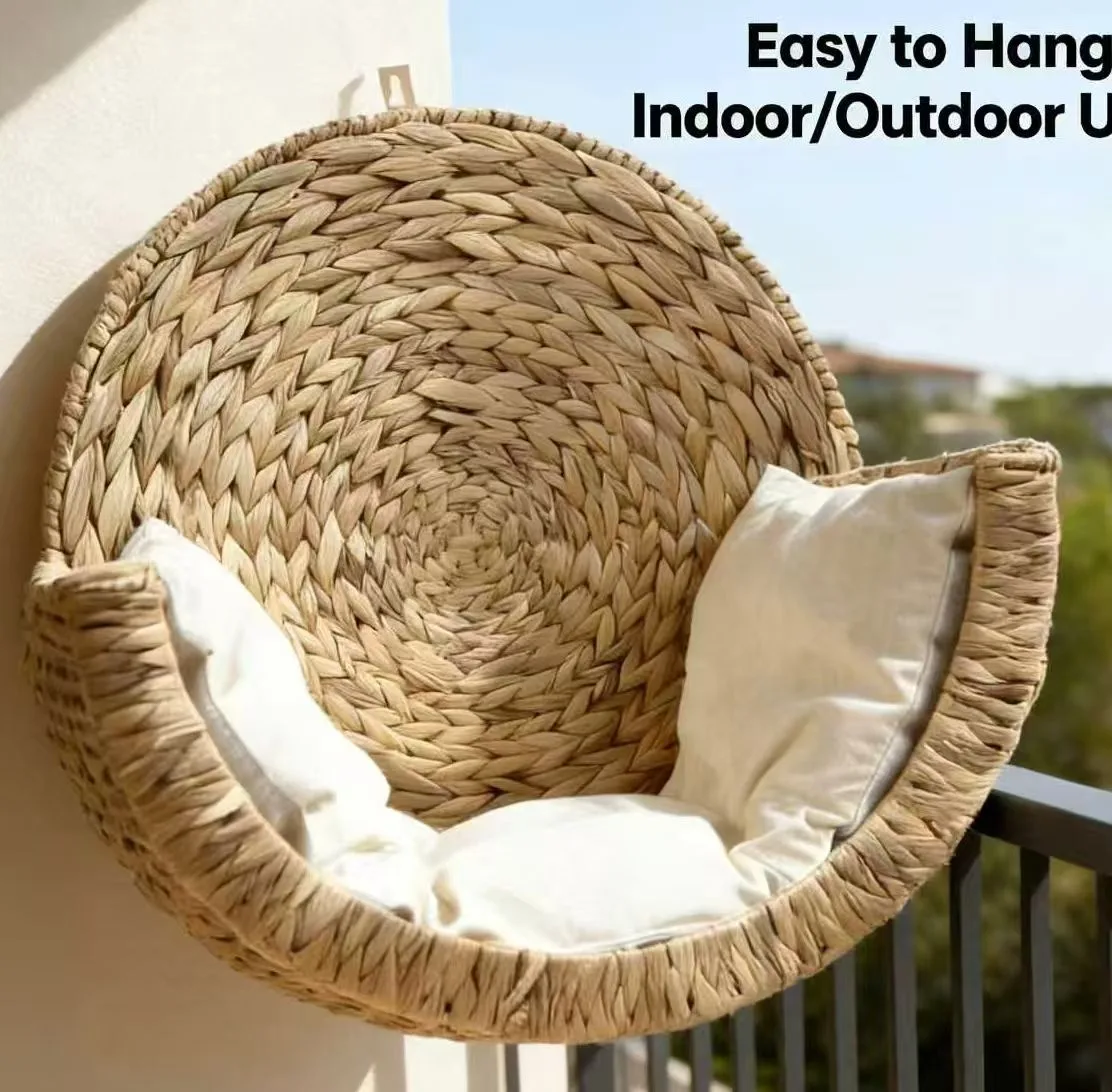 Handwoven Elevated Cat Cave Bed with Washable Cushion gallery image 4