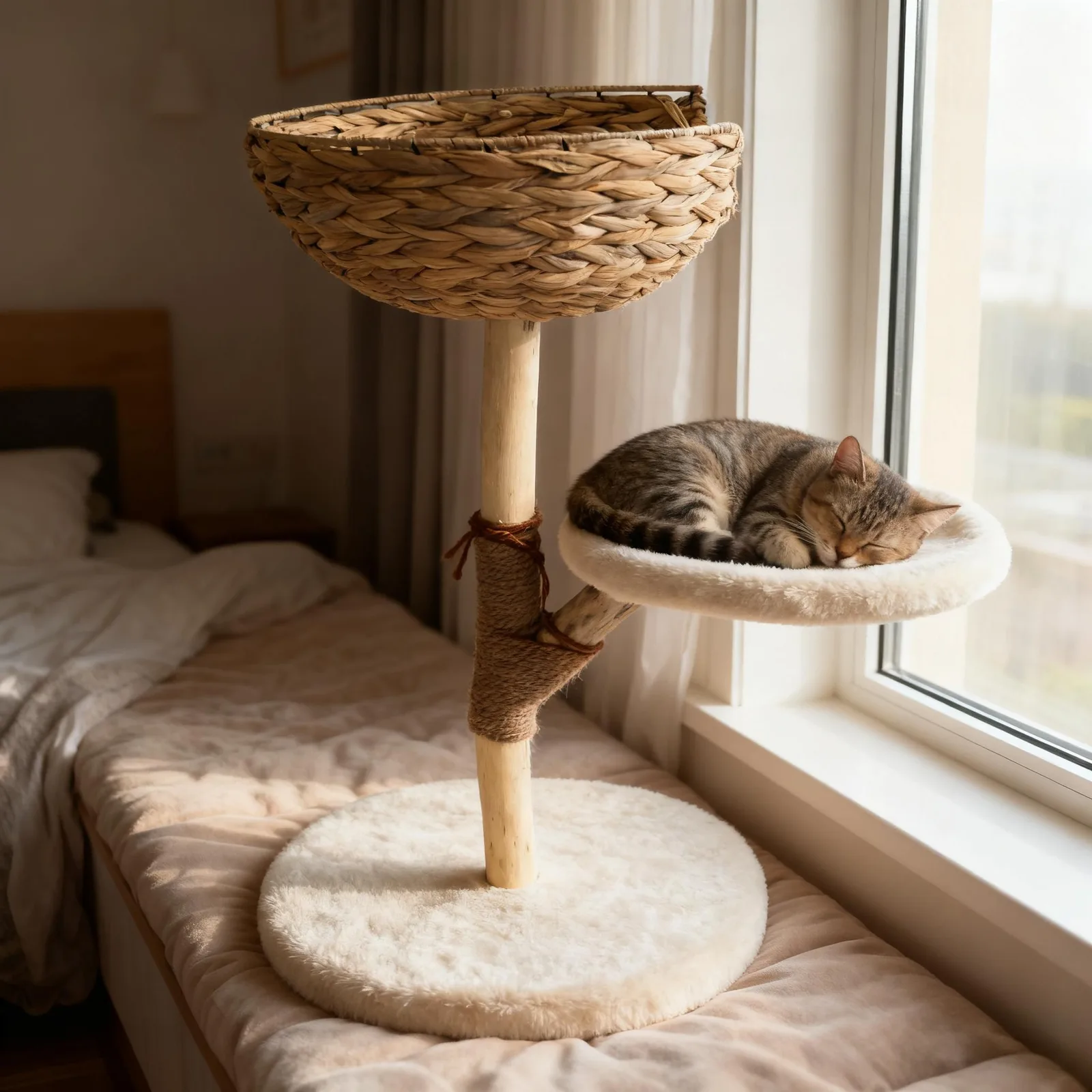 LM Wooden Cat Tree with Hammock and Play Tower product view 5
