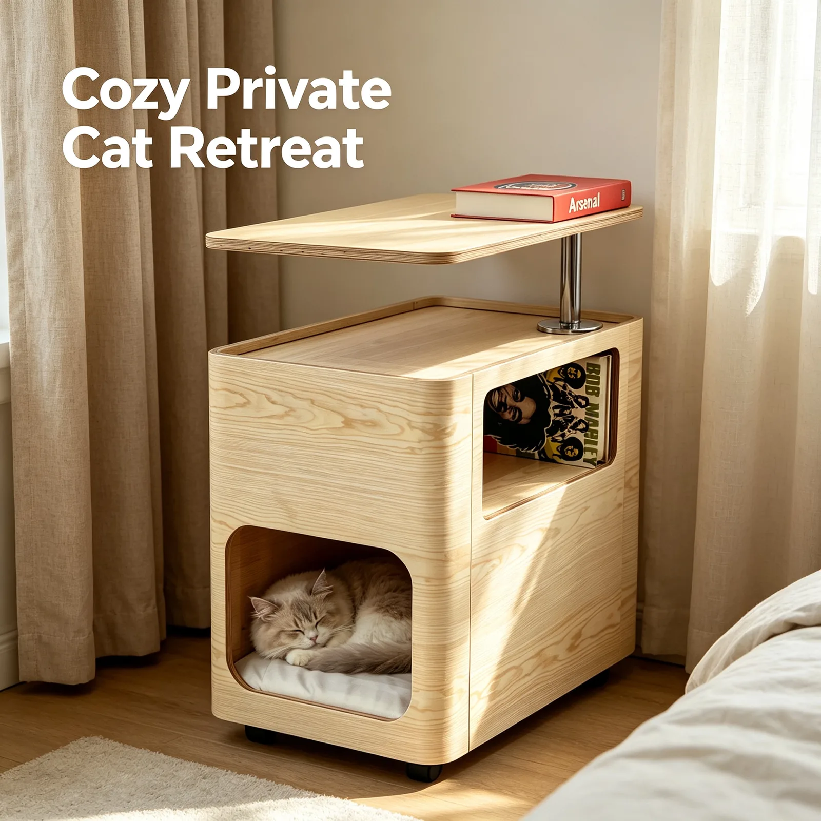 Luxury Wooden Cat House Side Table gallery image 2