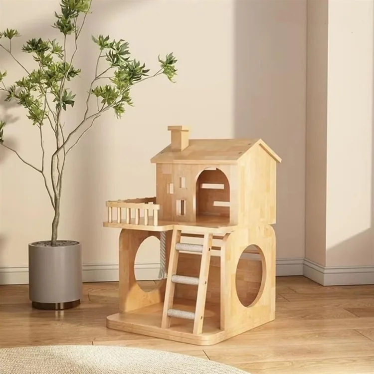 Modern Wooden Cat Castle with Scratching Post gallery image 4