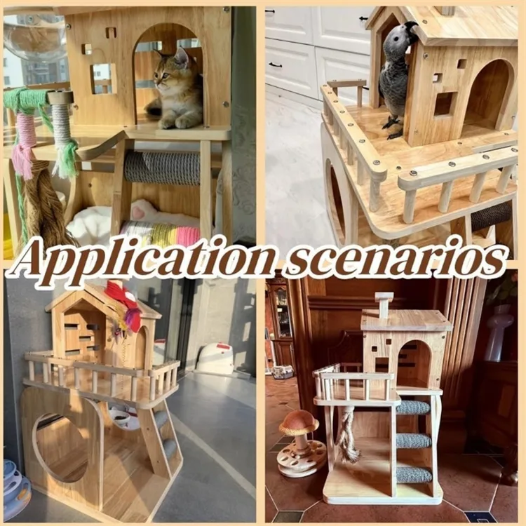 Modern Wooden Cat Castle with Scratching Post gallery image 6
