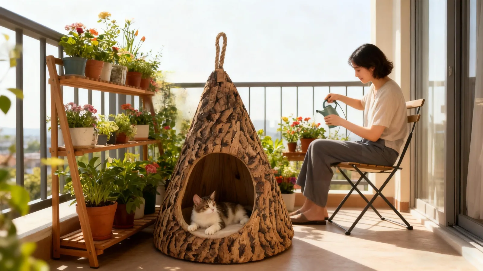 Portable Wicker Cat Bed House gallery image 5