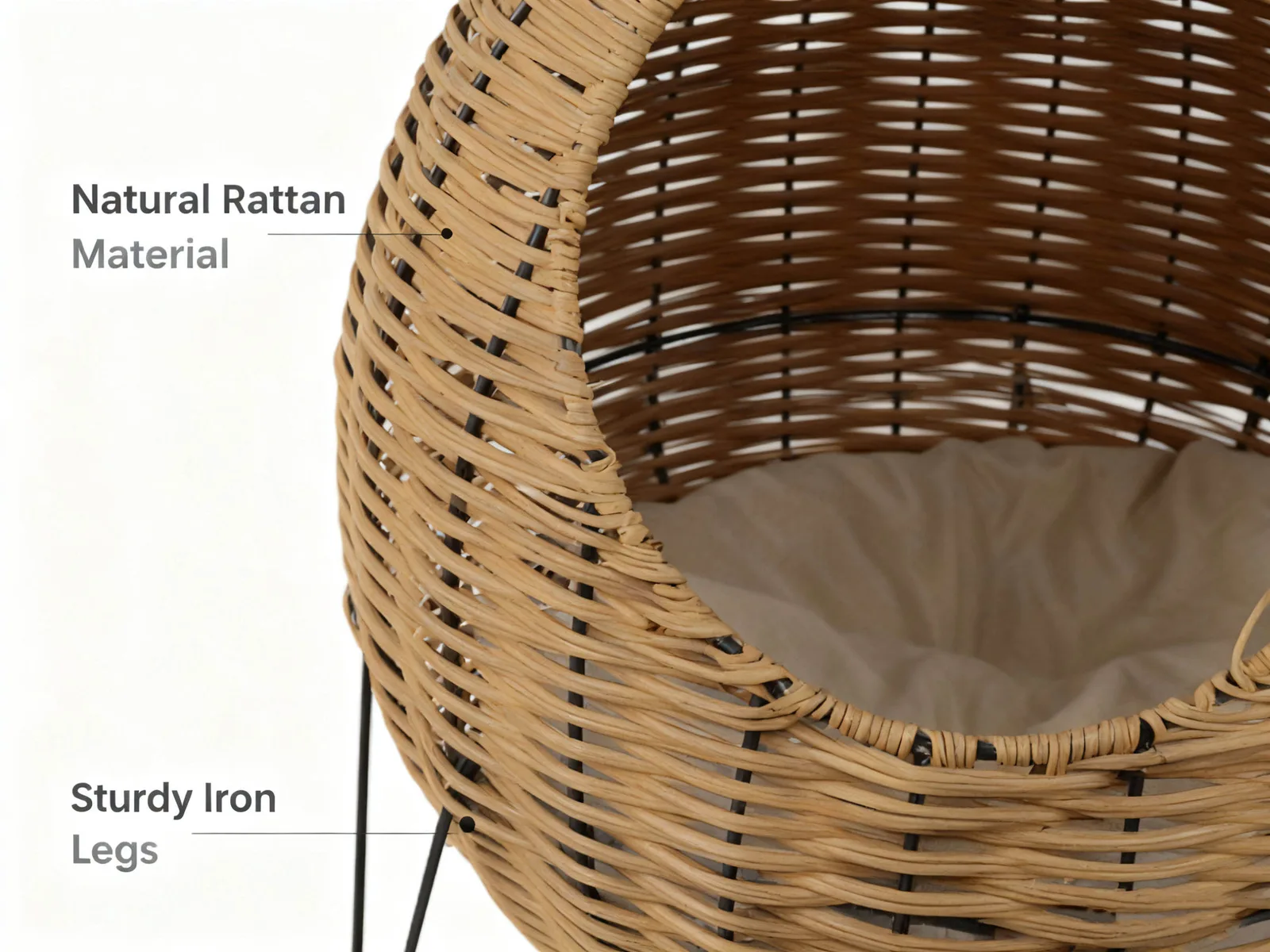 Rattan Cat House with Elevated Tripod Base gallery image 3
