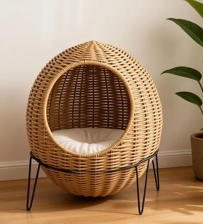 Rattan Cat House with Elevated Tripod Base gallery image 4