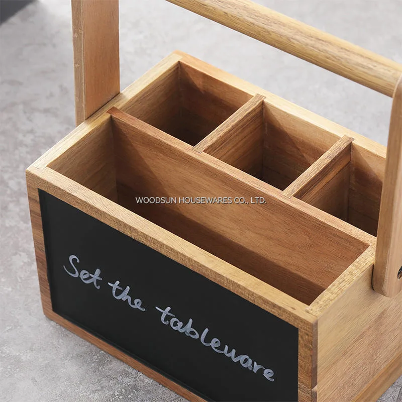 Acacia Wood Cutlery Storage Box gallery image 2