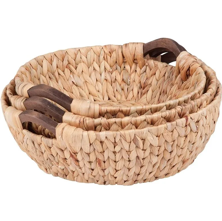 Food-Grade Wicker Storage Basket with Wood Handle gallery image 2