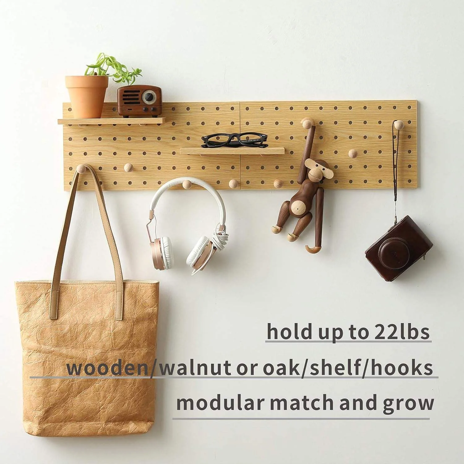 Modular Pegboard Display Hook Rack (Oak) for wholesale and private label