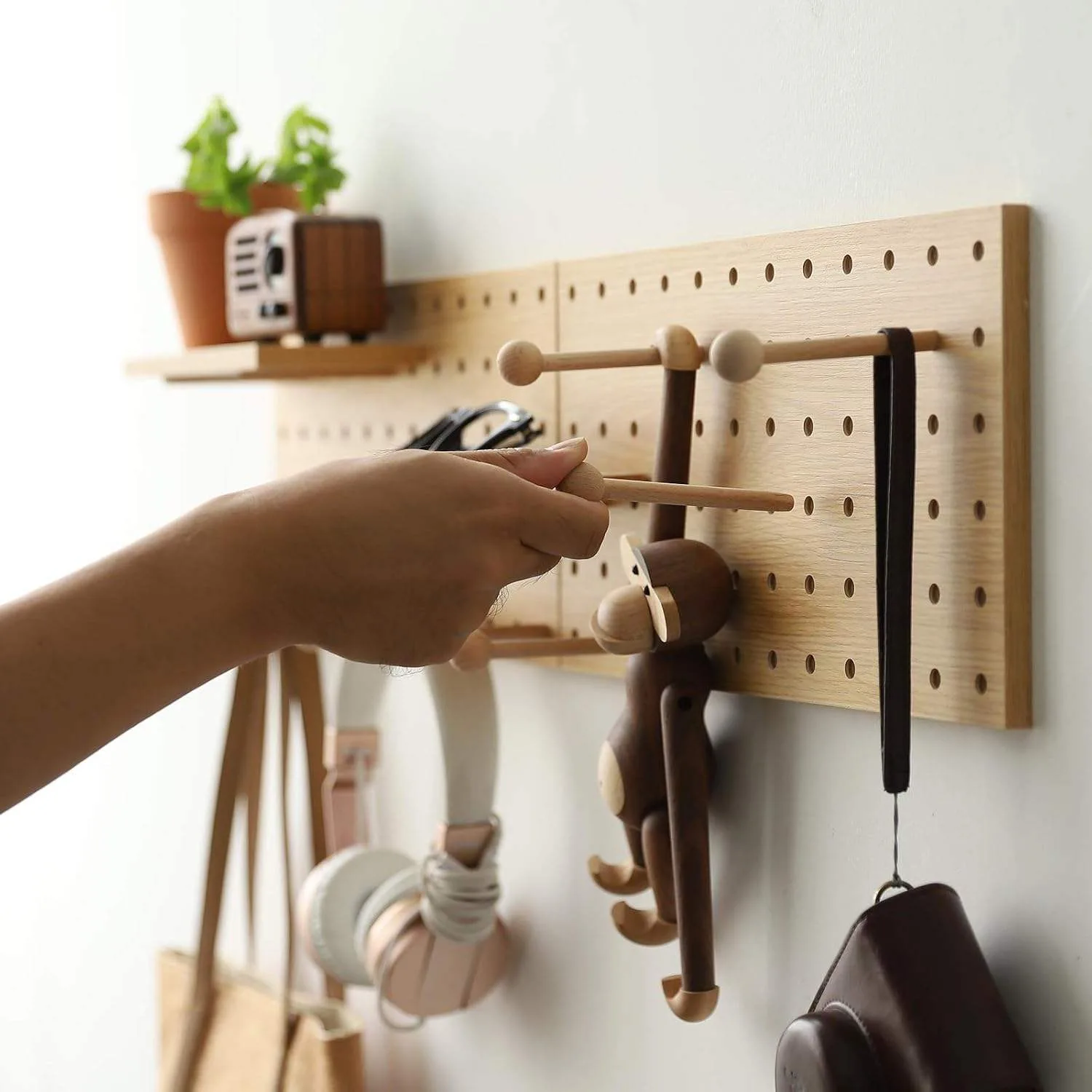 Modular Pegboard Display Hook Rack (Oak) product view 2