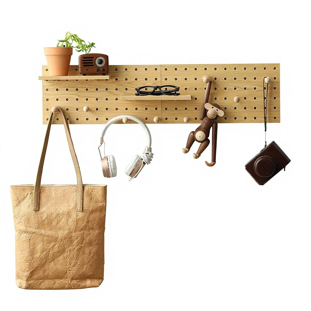 Modular Pegboard Display Hook Rack (Oak) product view 5