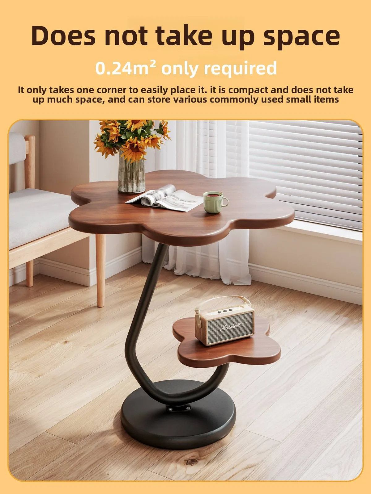 Small Antique-Style Coffee Table with Shelf product view 2