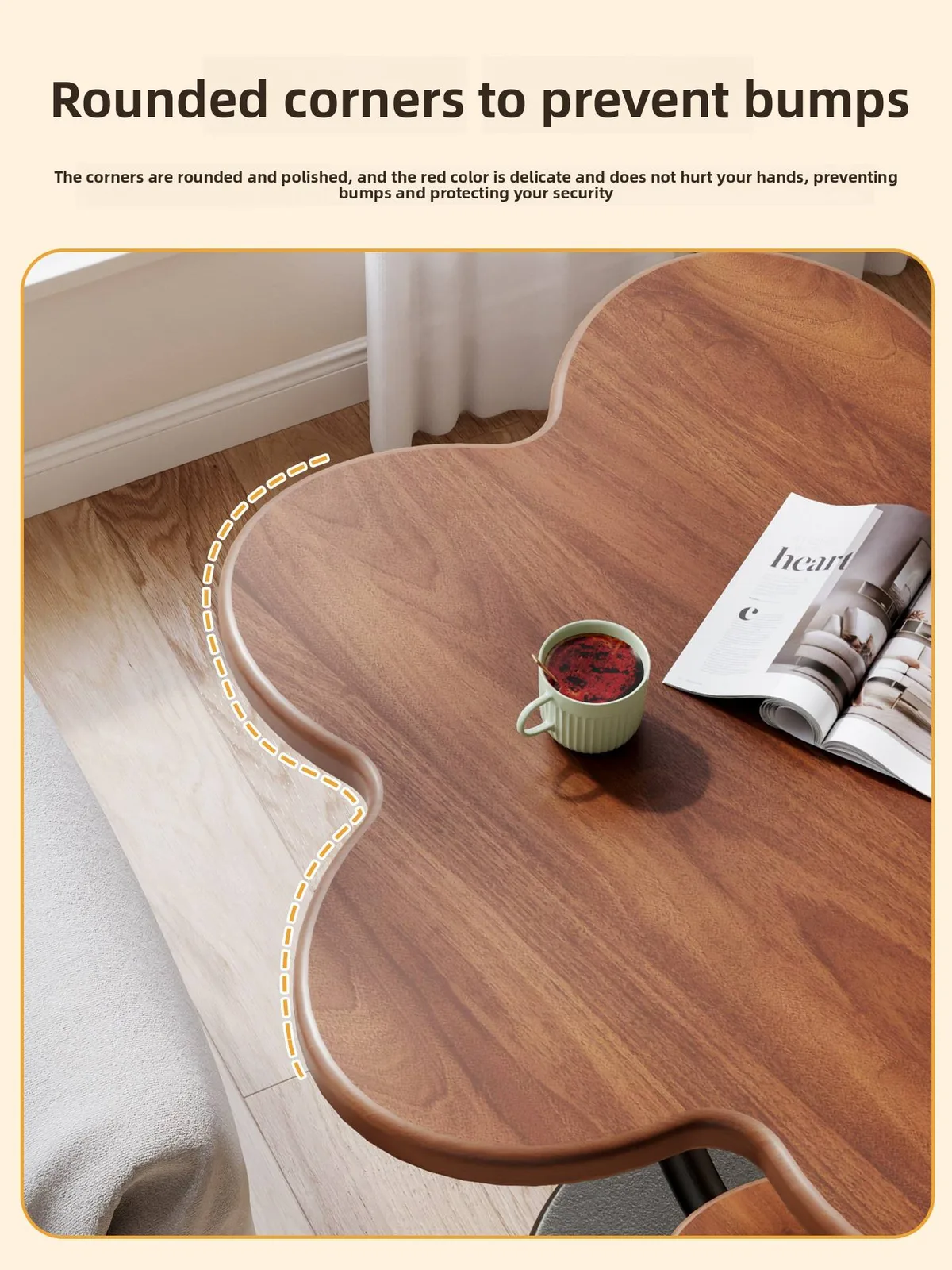 Small Antique-Style Coffee Table with Shelf product view 4